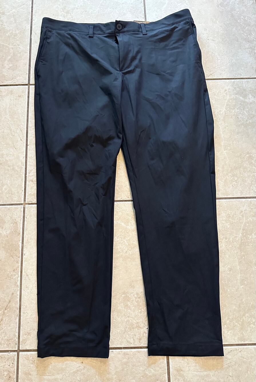 FLX Premium Pants Mens 44x32 Black Slim Fit Flat Front 4-Way Stretch NWT